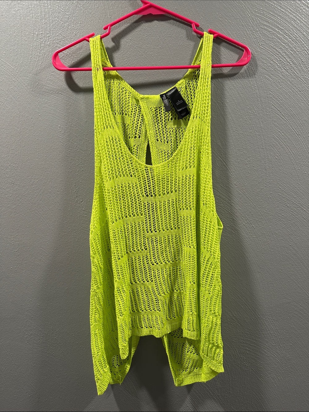 Bisou Bisou Neon Lime Open-Knit Racerback Tank